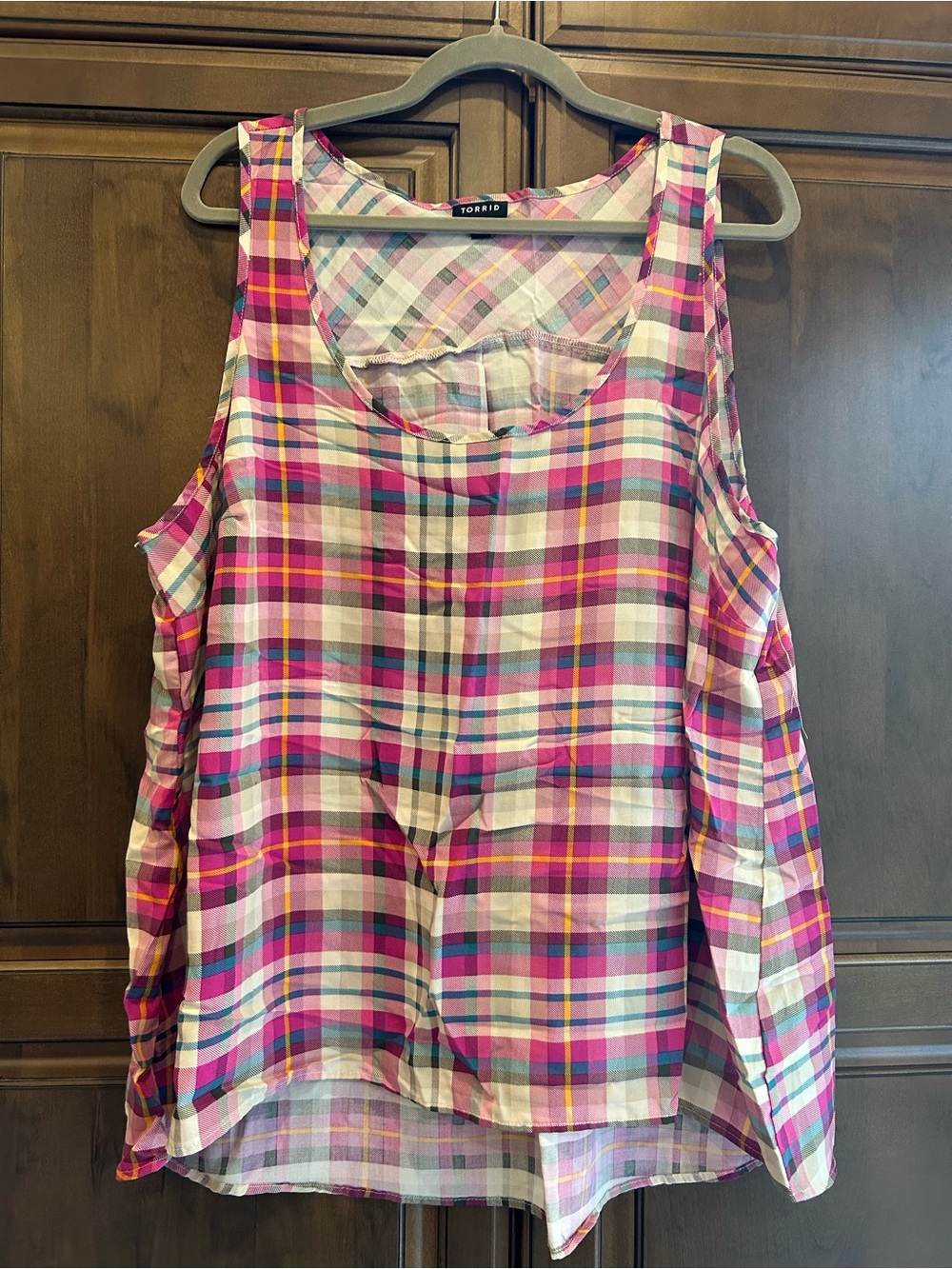 torrid Pink and Cream Plaid Tank